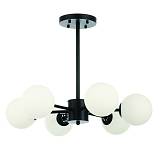 Κρεμαστό φωτιστικό από μαύρο μέταλλο και λευκή οπαλίνα 6XG9 D:55cm (5315-6)