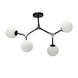 Κρεμαστό φωτιστικό από μαύρο μέταλλο και λευκή οπαλίνα 4XE27 D:60cm (6167-4-NM)