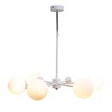 Κρεμαστό φωτιστικό από λευκό μέταλλο και λευκή οπαλίνα 6XG9 D:70cm (5012-6)