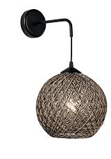 Απλίκα μπάλα σχοινί natural/μαύρο Φ20 Ε27