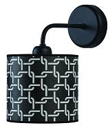 Απλίκα μέταλλο/Αμπαζούρ μαύρο/λευκό Ε27 Φ15