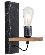 Απλίκα Ξύλο/Μέταλλο μαύρο/πατίνα ασημι Ε27