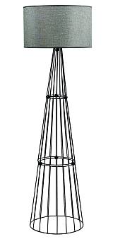 Φωτιστικό δαπέδου μέταλλο μαύρο αμπαζούρ γκρι  Ε27