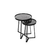 JUNGLE SIDE TABLE SET ΜΑΥΡΟ ΜΕ PATTERN ΜΑΥΡΟ D40-32xH50-45cm