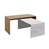 TUNUSIA COFFEE TABLE ARTISAN OAK TUNUSIA ΜΑΡΜΑΡΟ 90/80x45xH45/34cm