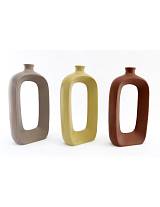 Βάζο κεραμ.οβάλ 3χρ.καφέ 30εκ.