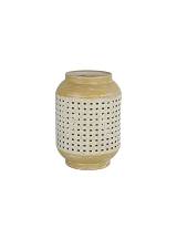 Φανάρι μεταλ.χρυσό με ψάθα λευκή 18Χ25,5