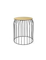 Τραπέζι βοηθ.μεταλ.μαύρο με φυσικό καπάκι 35Χ37