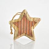 ΑΣΤΕΡΙ ΞΥΛΙΝΟ ΚΡΕΜΑΣΤΟ, ΜΕ ΜΕΤΑΛΛΙΚΗ ΔΙΑΚΟΣΜΗΣΗ, 10,5x10,5x1,2cm