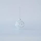 ΓΥΑΛΙΝΗ ΜΠΑΛΑ ΛΕΥΚΗ, ΜΕ ΛΕΥΚΑ ΣΧΕΔΙΑ, ΣΕΤ 4ΤΜΧ, 8cm