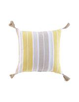 Μαξιλάρι βαμβ.40Χ40 ριγέ naturaline κίτρινο με πον πον