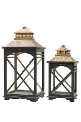 ΣΕΤ ΔΥΟ ΦΑΝΑΡΙΑ ΤΕΤΡΑΓΩΝΑ ΜΑΥΡΑ ΜΕ ΧΡΥΣΟ ΚΑΠΑΚΙ.ΜΕΓΕΘΟΣ 31,5Χ25,5Χ63ΕΚ ΚΑΙ 24Χ18Χ47ΕΚ