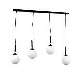 Κρεμαστό φωτιστικό από μαύρο μέταλλο και λευκή οπαλίνα 4XG9 D:80cm (4514-4 ΡΑΓΑ)