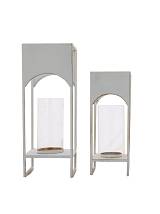 ΣΕΤ 2 ΜΕΤΑΛΛΙΚΑ ΦΑΝΑΡΙΑ ΛΕΥΚΑ ΧΡΥΣΑ ΜΕ ΓΥΑΛΙ ΜΕΣΑ.ΜΕΓΕΘΟΣ 14,2Χ14,2Χ37,2ΕΚ ΚΑΙ 18Χ18Χ46,8ΕΚ