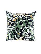 Μαξιλάρι βελουτέ πράσινο/μαύρο λεοπάρ 45x45cm