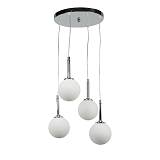 Κρεμαστό φωτιστικό από χρώμιο μέταλλο και λευκή οπαλίνα 4XG9 D:30cm (4515-4 ΡΟΖΕΤΑ)