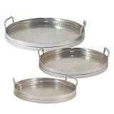 ΜΕΤΑΛΛΙΚΟI ΔΙΣΚΟI ΣΕΤ/3 ΣΤΡΟΓΓΥΛΟI ΑΣΗΜΙ ΠΑΛΑΙΩΜΕΝΟ ΜΕ ΧΕΡΟΥΛΙΑ - L:45x44x8, M:39,5x39x8, S:35x34x8cm 2/ΚΙΒ