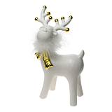 ΧΡΙΣΤΟΥΓΕΝΝΙΑΤΙΚΟΣ ΔΙΑΚΟΣΜΗΤΙΚΟΣ ΤΑΡΑΝΔΟΣ ΚΕΡΑΜΙΚΟΣ  ΜΕ ΚΑΣΚΟΛ ΧΡΥΣΟΣ ΛΕΥΚΟΣ ΜΕ ΠΟΥΠΟΥΛΟ.ΔΙΑΣΤΑΣΗ 14