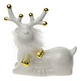 ΧΡΙΣΤΟΥΓΕΝΝΙΑΤΙΚΟΣ ΔΙΑΚΟΣΜΗΤΙΚΟΣ ΤΑΡΑΝΔΟΣ ΚΕΡΑΜΙΚΟΣ ΜΕ ΚΑΣΚΟΛ ΧΡΥΣΟΣ ΛΕΥΚΟΣ ΜΕ ΠΟΥΠΟΥΛΟ.ΔΙΑΣΤΑΣΗ 13,