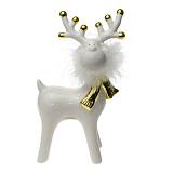 ΧΡΙΣΤΟΥΓΕΝΝΙΑΤΙΚΟΣ ΔΙΑΚΟΣΜΗΤΙΚΟΣ ΤΑΡΑΝΔΟΣ ΚΕΡΑΜΙΚΟΣ  ΜΕ ΚΑΣΚΟΛ ΧΡΥΣΟΣ ΛΕΥΚΟΣ ΜΕ ΠΟΥΠΟΥΛΟ.ΔΙΑΣΤΑΣΗ 11