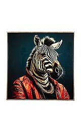 ΠΙΝΑΚΑΣ ΖΕΒΡΑ ΕΚΤΥΠΩΣΗ ΜΕ ΑΚΡΥΛΙΚΑ ΣΕ ΚΑΜΒΑ ΜΕ ΧΡΥΣΗ ΚΟΡΝΙΖΑ   62,5X62,5X2,8