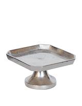 Δίσκος σερβ.μεταλ.ασημί με πόδι 19,5Χ19,5Η9,5cm