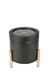 ΔΙΑΚΟΣΜΗΤΙΚΟ ΞΥΛΙΝΟ ΚΟΥΤΙ ΜΑΥΡΟ ΜΕ ΜΕΤΑΛΛΙΚΟ ΛΟΥΛΟΥΔΙ ΚΑΙ ΜΕΤΑΛΛΙΚΗ ΒΑΣΗ 17Χ17Χ19ΕΚ