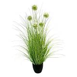 GRASS FLOWER ΦΥΤΟ ΤΕΧΝΗΤΟ ΣΕ ΓΛΑΣΤΡΑ PVC ΠΡΑΣΙΝΟ 85