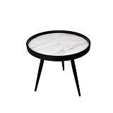 MARM SIDE TABLE MDF ΛΕΥΚΟ ΜΕ PATTERN MDF ΜΑΥΡΟ 49.5x49.5x52 E1