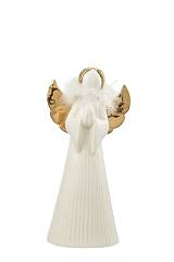 ΧΡΙΣΤΟΥΓΕΝΝΙΑΤΙΚΟΣ ΚΕΡΑΜΙΚΟΣ ΑΓΓΕΛΟΣ ΜΕ ΛΕΥΚΟ ΠΟΥΠΟΥΛΟ ΛΕΥΚΟΣ ΧΡΥΣΟΣ 13Χ8,7Χ26ΕΚ