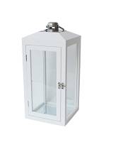 Φανάρι ξύλινο λευκό 18X18X38cm