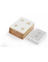 Κουτί τράπουλας ξύλινο/μαρμ.καπάκι 11x8cm