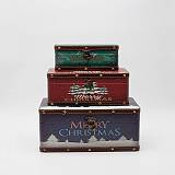 ΚΟΥΤΙΑ ΔΙΑΚΟΣΜΗΤΙΚΑ, ΜΕ ΧΡΙΣΤΟΥΓΕΝΝΙΑΤΙΚΑ ΣΧΕΔΙΑ,  ΞΥΛΙΝΑ. ΣΕΤ 3 ΤΜΧ, 30x20x13,  25x15x10 ΚΑΙ 20x10x8cm