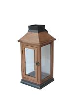 Φανάρι ξύλινο καφέ/μεταλ.μαύρες λεπτομ. 18.5X18.5X39cm