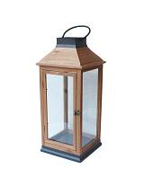 Φανάρι ξύλινο καφέ/μεταλ.μαύρες λεπτομ. 25.5X25.5X58cm