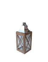 Φανάρι ξύλινο καφέ/χιαστί σχέδιο 22X22X56.5cm