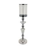 ΚΗΡΟΠΗΓΕΙO ΜΕΤΑΛΛΙΚO ΑΣΗΜΙ/ΛΕΥΚΟ ΜΟΝΟ ΚΛΑΣΙΚΟ ΜΕ ΚΡΥΣΤΑΛΛΑ & ΓΥΑΛΙ ΜΕΓΑΛΟ - Φ12x50cm 12/ΚΙΒ