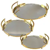 ΔΙΣΚΟΙ ΜΕΤΑΛΛΙΚΟI ΧΡΥΣΟ ΣΕΤ/3 ΣΤΡΟΓΓΥΛΟΙ ΜΕ ΚΑΘΡΕΦΤΗ & ΧΕΡΟΥΛΙΑ - S:25, M:30, L:35cm 4/ΚΙΒ