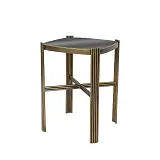 ΤΡΑΠΕΖAKI ΜΕΤΑΛΛΙΚΟ ΧΡΥΣΟ ΜΕ ΓΥΑΛΙ ΣΤΡΟΓΓΥΛΕΜΕΝΟ ΟΡΘΟΓΩΝΙΟ ΡΑΒΔΟΙ - 39x39x55cm 1/KIB