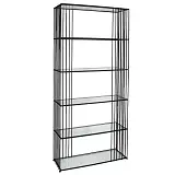 ΡΑΦΙΕΡΑ ΜΕΤΑΛΛΙΚΗ ΜΑΥΡΟ ΜΑΤ ΜΕ ΓΥΑΛΙΝΑ ΡΑΦΙΑ Χ5 ΟΡΘΟΓΩΝΙO MINIMAL - 80.5x27x179cm 1/KIB