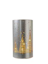 ΓΥΑΛΙΝΗ ΒΑΣΗ ΚΥΛΙΝΔΡΙΚΗ ΑΣΗΜΙ ΜΕ LED 9Χ9Χ16ΕΚ