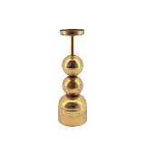 ΜΕΤΑΛΛΙΚΟ ΚΗΡΟΠΗΓΙΟ ΧΡΥΣΟ ΣΤΡΟΓΓΥΛΟ ΣΦΑΙΡA/ΒΑΣΗ ΨΗΛΟ - Φ8.5x26.5cm 8/KIB