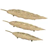 ΜΕΤΑΛΛΙΚΗ ΠΙΑΤΕΛΑ ΣΕΡΒΙΡΙΣΜΑΤΟΣ ΣΕΤ/3 ΧΡΥΣΟ ΦΥΛΛΟ ΓΡΑΜΜΩΤΟ - L:97.5x33x6, M:80.5x26x5, S:61x21x5cm 2/KIB