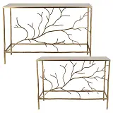 ΜΕΤΑΛΛΙΚΟ ΤΡΑΠΕΖΑΚΙ SET/2 ΧΡΥΣΟ ΟΡΘΟΓΩΝΙΟ/ΚΛΑΔΙΑ - L:120x35x80, S:100x30x75cm 1/KIB