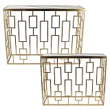 ΜΕΤΑΛΛΙΚΟ ΤΡΑΠΕΖΑΚΙ ΣΕΤ/2 ΧΡΥΣΟ ΟΡΘΟΓΩΝΙΟ/ΠΛΑΙΣΙΑ/ΚΑΘΡΕΠΤΗΣ - L:100x30x75, S:80.5x25x68.5cm 1/KIB