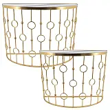 ΜΕΤΑΛΛΙΚΟ ΤΡΑΠΕΖΑΚΙ ΣΕΤ/2 ΧΡΥΣΟ ΗΜΙΚΥΚΛΙΚΟ/ΚΥΚΛΟΙ/ΚΑΘΡΕΠΤΗΣ - L:100.5x35.5x75.5, S:90.5x30.5x70cm 1/KIB