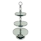 ΟΡΝΤΕΡΒΙΕΡΑ ΜΕΤΑΛΛΙΚΗ ΑΣΗΜΙ/ΛΕΥΚΟ ΣΤΡΟΓΓΥΛΗ 3 ΔΙΣΚΩΝ ΜΕ ΚΡΥΣΤΑΛΛΑ & ΚΑΘΡΕΦΤΗ - Φ30x68cm 6/ΚΙΒ