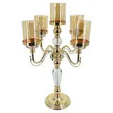 ΚΗΡΟΠΗΓΙΟ ΜΕΤΑΛΛΙΚΟ ΧΡΥΣΟ/ΛΕΥΚΟ/ΜΕΛΙ ΚΛΑΣΙΚΟ ΜΕ ΚΡΥΣΤΑΛΛΑ 5 ΘΕΣΕΩΝ - Φ36x60cm 6/ΚΙΒ