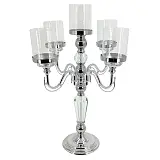 ΚΗΡΟΠΗΓΙΟ ΜΕΤΑΛΛΙΚΟ ΑΣΗΜΙ/ΛΕΥΚΟ ΚΛΑΣΙΚΟ ΜΕ ΚΡΥΣΤΑΛΛΑ 5 ΘΕΣΕΩΝ - Φ36x60cm 6/ΚΙΒ