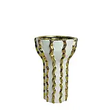 ΚΕΡΑΜΙΚΟ ΚΟΥΠ ΛΕΥΚΟ ΜΕ ΧΡΥΣΕΣ ΚΑΘΕΤΕΣ ΖΙΚΖΑΚ ΡΑΒΔΩΣΕΙΣ MEDIUM - 25.4cm 1/8ΚΙΒ